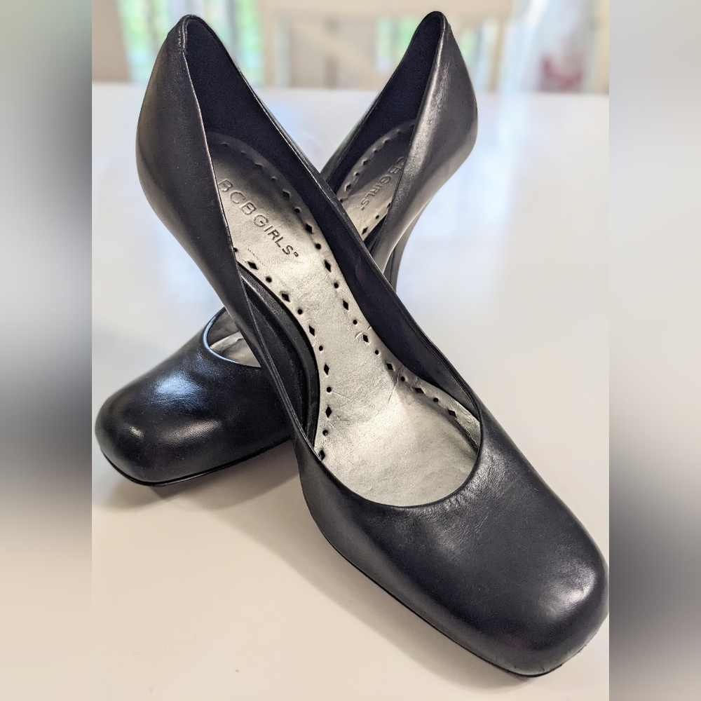 BCBGIRLS, Black Heels, Size 9.5, EUC.